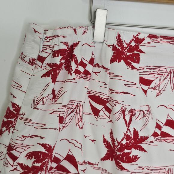 Talbots Skirt Size 22W Sailboat Tropical Palm Red White Preppy Lined Vacation - Picture 6 of 9